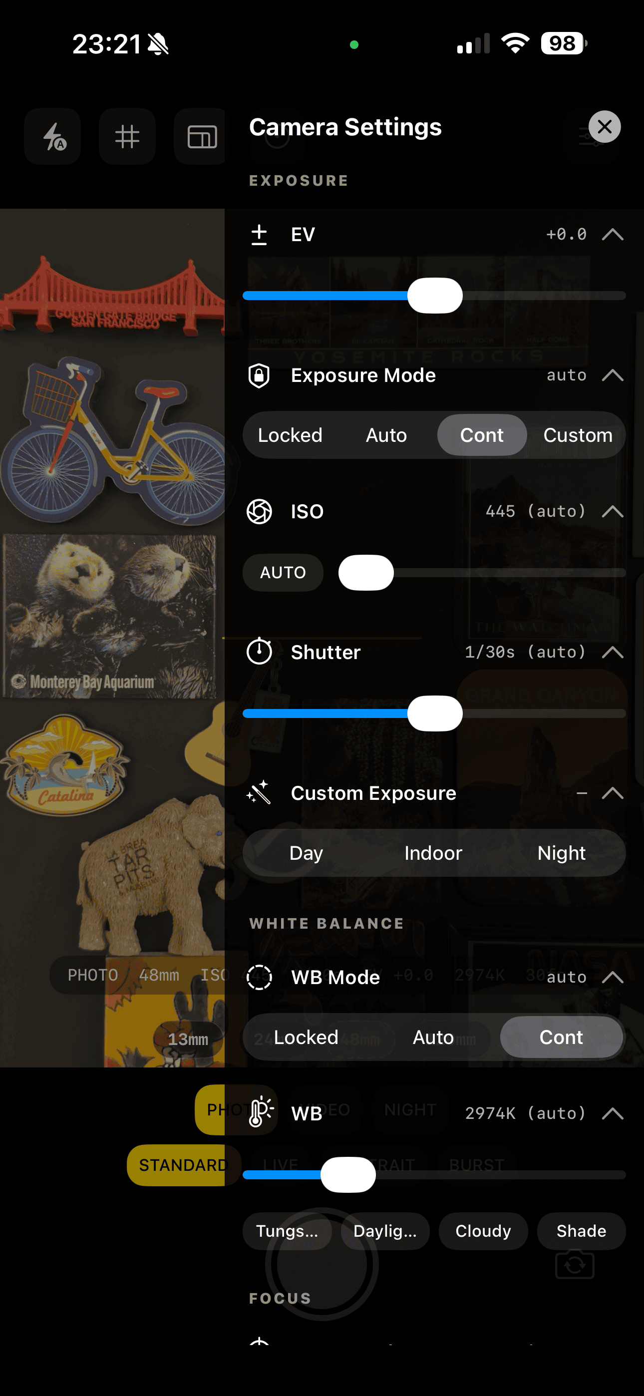 Camera settings